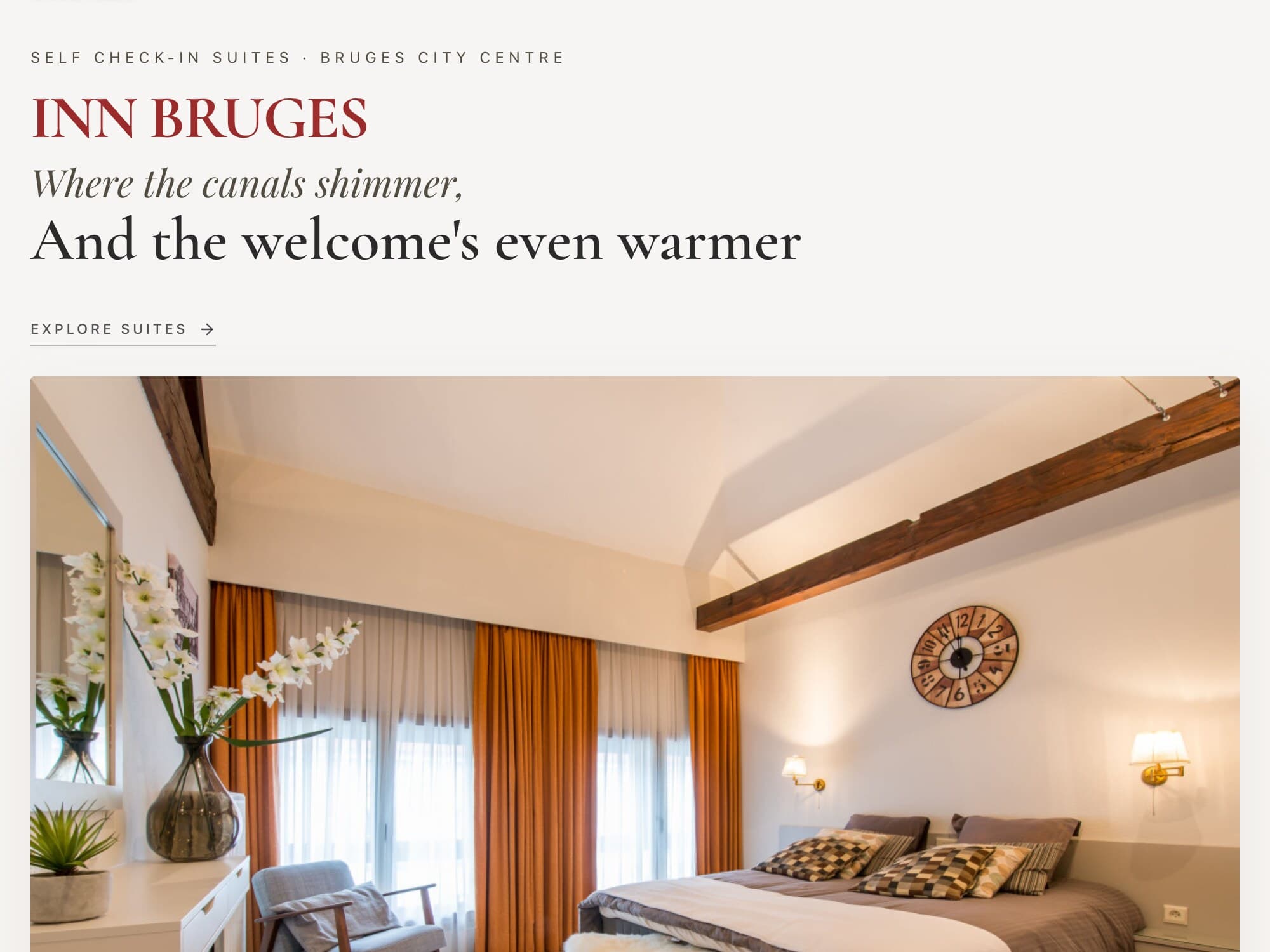 Inn Bruges — direct-booking network — Seven boutique hotel sites in Bruges: booking-system hardening, tracking, SEO and a shared city hub.